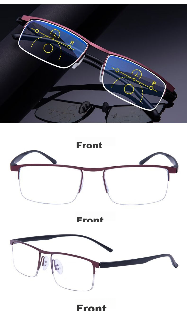 LESCA LUNETIER German Technology Automatic Zoom Reading Glasses for Men, Smart Bifocal Imported Anti-Blue Light Semi-Rimless Reading Glasses for Elderly Wome 17