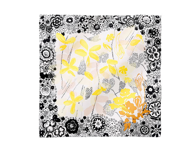MARJA KURKI Mid-Autumn Festival Gift, 100% Mulberry Silk Scarf, Mother's Silk Scarf, Ladies Gift Box Set, Everything for You Black 7