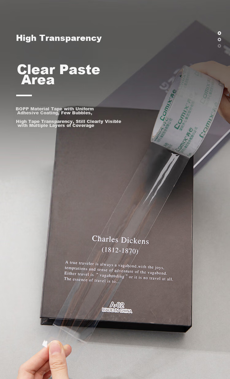 COMIX Transparent Tape/wide Tape/boxing Tape High Transparency Packing Tape 2 Rolls Wide 48mm*60y*50um Length 54.9 Meters/roll JT4806-2 6
