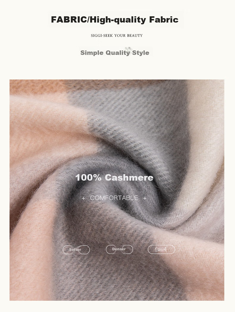 Siggi [Gift Box] Pure Cashmere Scarf for Women, Autumn And Winter British Plaid Shawl, Warm Neck Wrap, Mid-Autumn Festival And New Year Gift 11