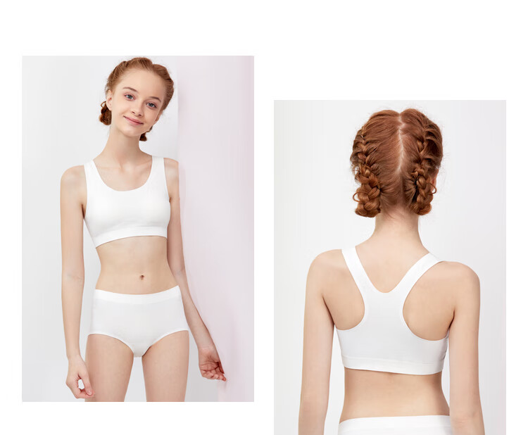 Aimer Children's And Girls' Bra One-Piece Knit Top, Big Girl Cloud Girl First Stage Short Vest [Breeze] AJ1155721 Pink 150 8