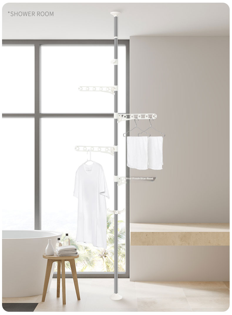 Baoyouni Extendable Clothes Drying Rack, Freestanding Hanger Stand, Modern Simple Balcony Floor-Standing Clothes Drying Rack for Bedroom 4