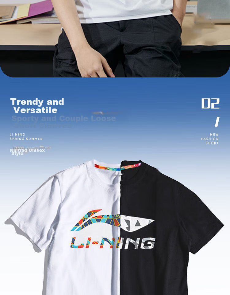 Li-Ning Men's Summer Breathable Sports Casual Versatile T-Shirt, Round Neck, Loose Fit, Comfortable and Skin-Friendly Short Sleeve Tee 3