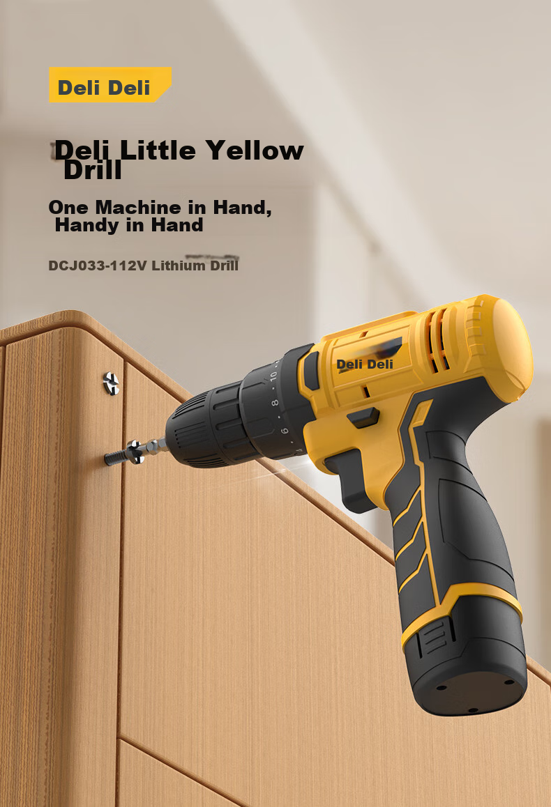 Deli 12V Electric Drill, Cordless Screwdriver, Lithium Battery Drill, Multi-Functional Household Rechargeable Driver Machine, Power Tool Set 1