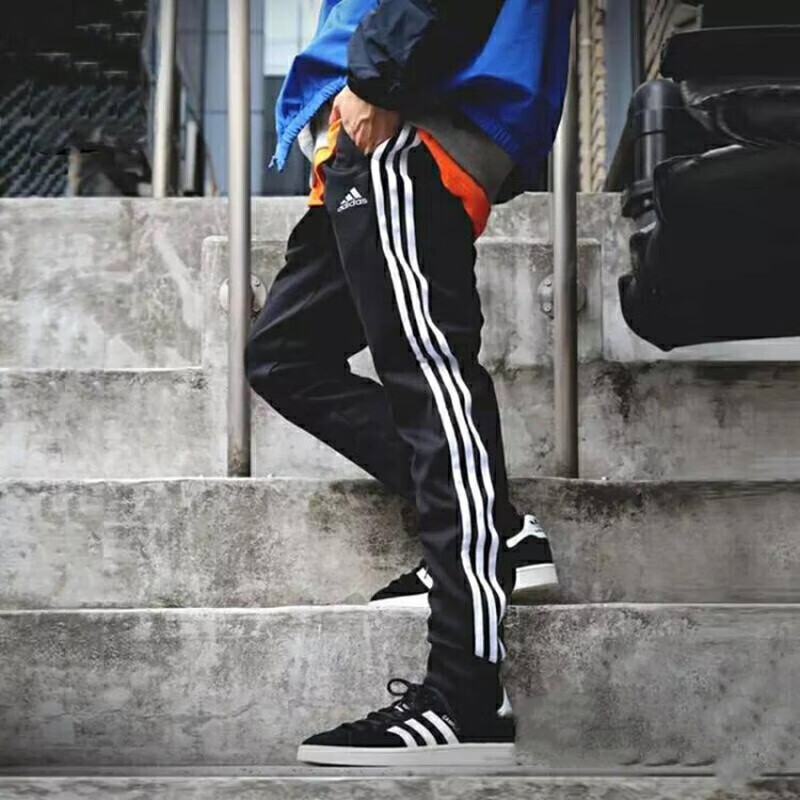 Adidas Men's Sports Pants, Cotton, Autumn Running, Outdoor, Loose Casual Trousers, Black And White, XS