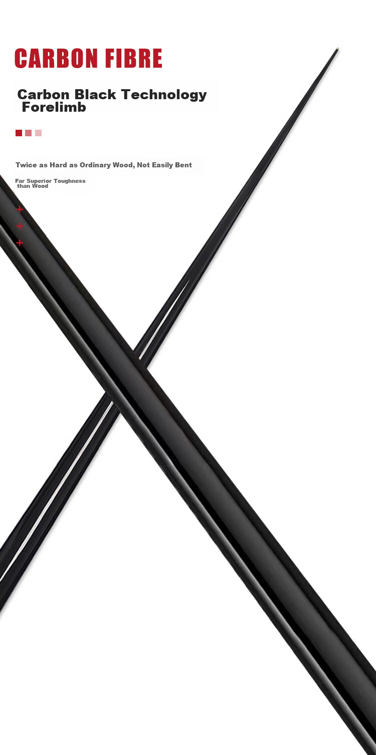 INVUI Pool Cue Tip, Chinese Black 8 High-Tech Carbon Fiber Detachable Billiard Cue with Cue Case CR10 5