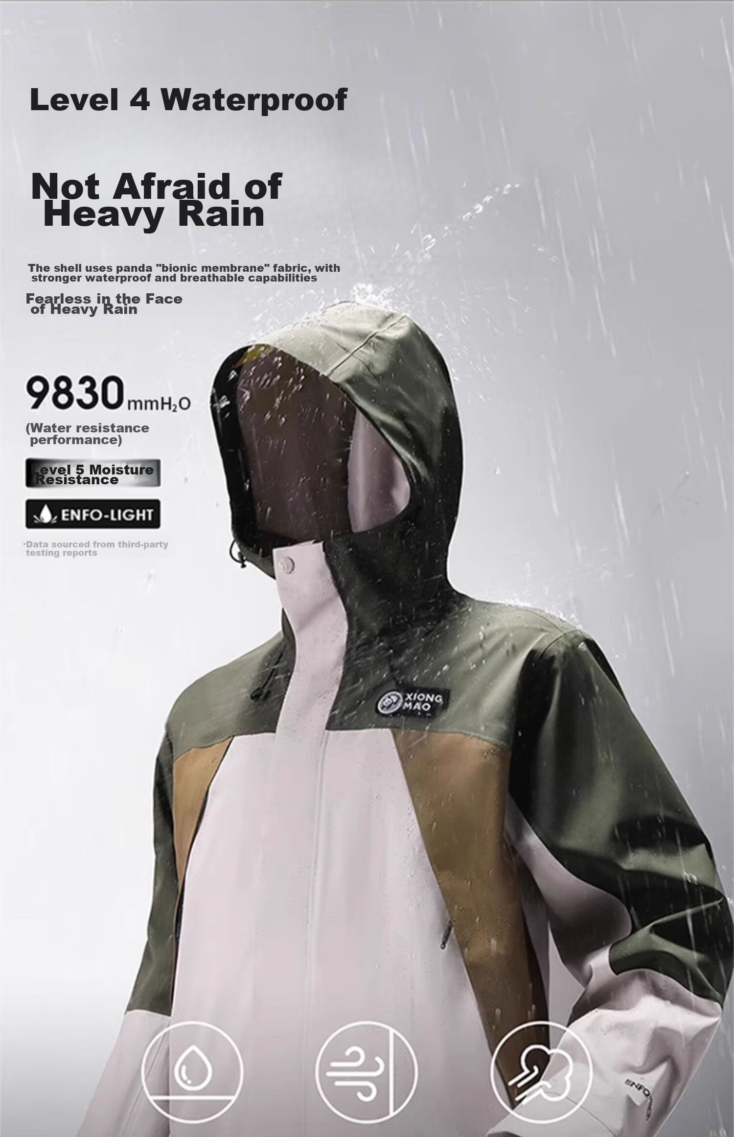 CAMEL Panda Windbreaker Jacket for Men And Women, Windproof And Waterproof Outdoor Coat A34BATLR018A Lotus Mist Pink L 10