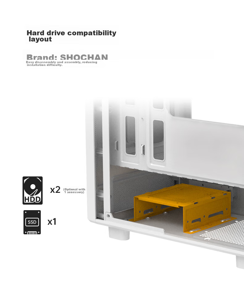 Golden Field Jianyu Jibai Wide Desktop Computer Case, Front Panel without Fan/fully Compatible with 240mm Water Cooling/M-ATX Motherboard/180mm Radiator Height Limit 7