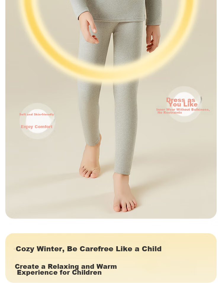 LangSha [Containing Wool And Silk] Children's Thermal Underwear, Boys And Girls Autumn And Winter Thermal Top And Bottom, Baby School Uniform Essential Set 8