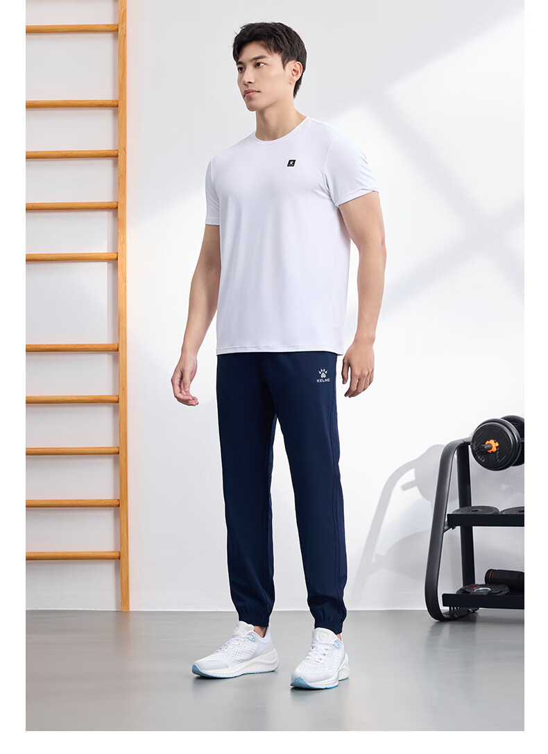 KELME Quick-Dry Sports Pants, Summer Lightweight Breathable Ice Silk Tapered Jogger Woven Casual Trousers, Black, Size L 13
