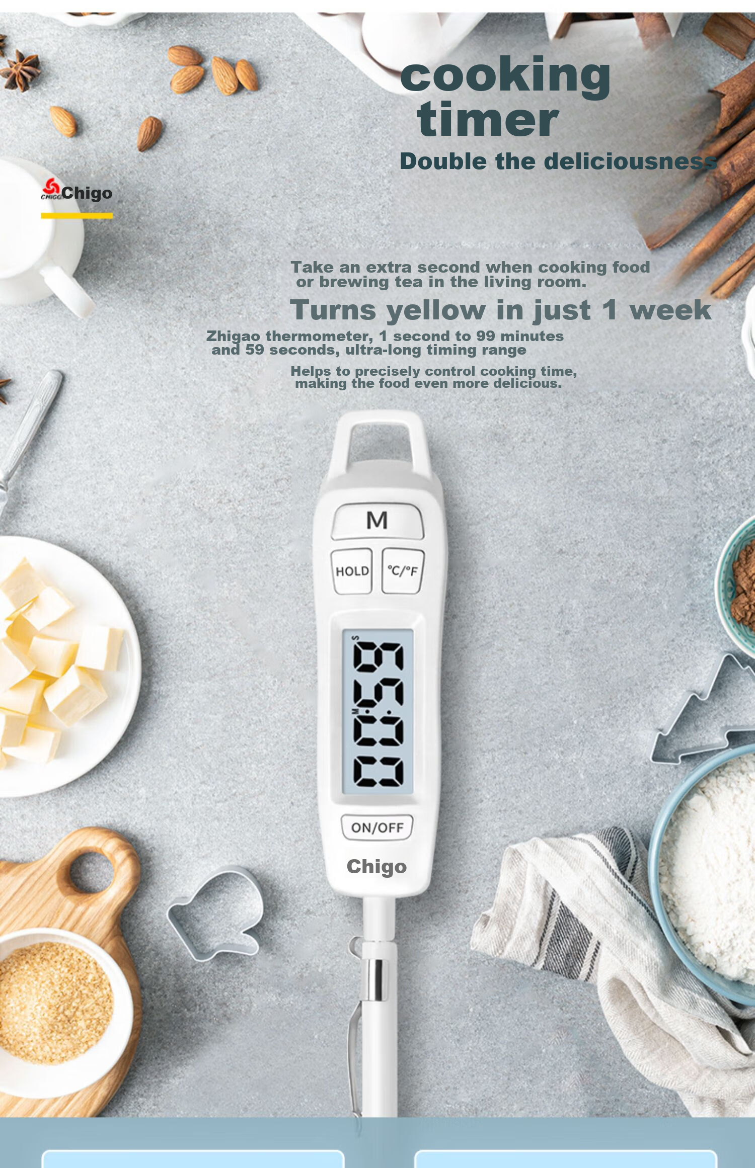 CHIGO Probe Kitchen Food Thermometer, Oil Temperature Meter, Baby Milk Thermometer, Water Thermometer, ZG-8010 Backlit Model 11