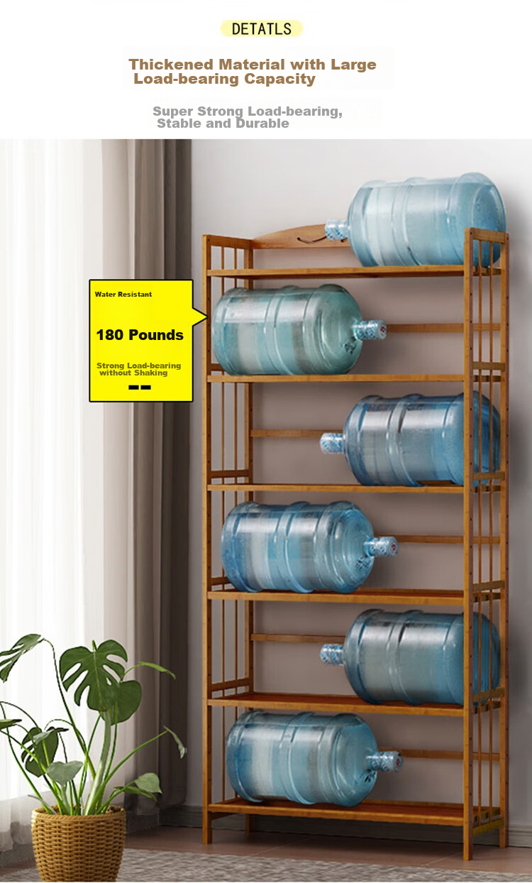 Anerya Bamboo Simple Bookshelf, Floor-Standing Storage Rack, Living Room And Office Bookcase, Cabinet Shelf, Storage Rack 11