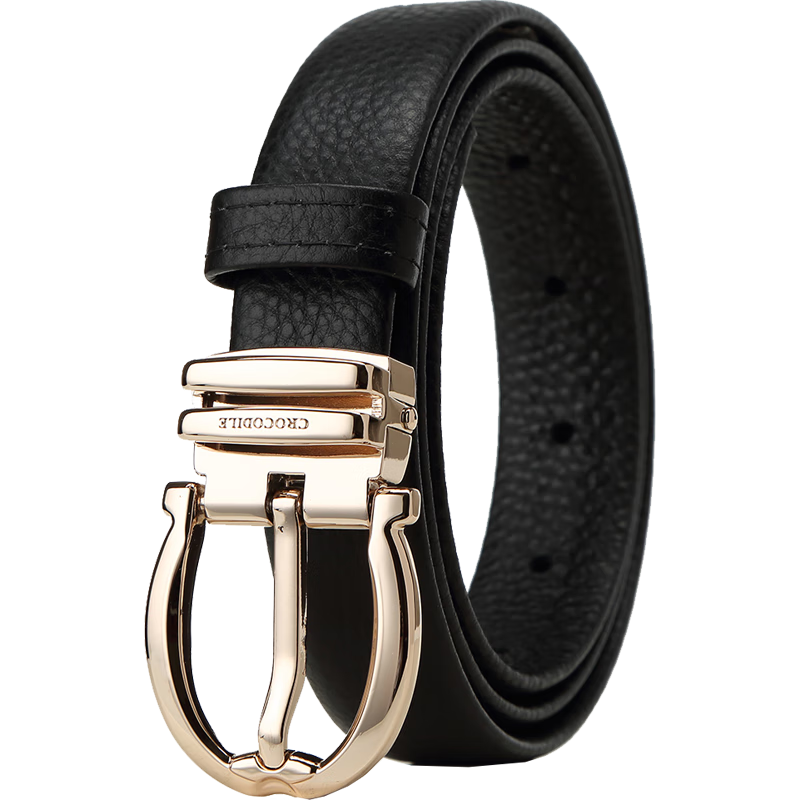 CROCODILE Top-Grain Leather Fashion Belt for Women, Pin Buckle Versatile Casual Waistband CD2ZT1775 White
