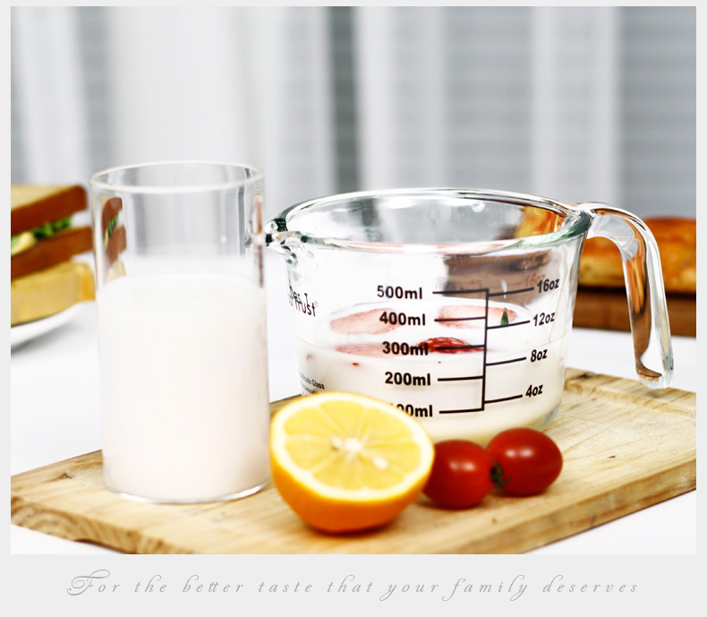 Chuangde Milk Cup, Heat-Resistant Glass Cup, Microwave-Safe Measuring Cup for Home Use And Children's Breakfast, with Scale, 500ml 10