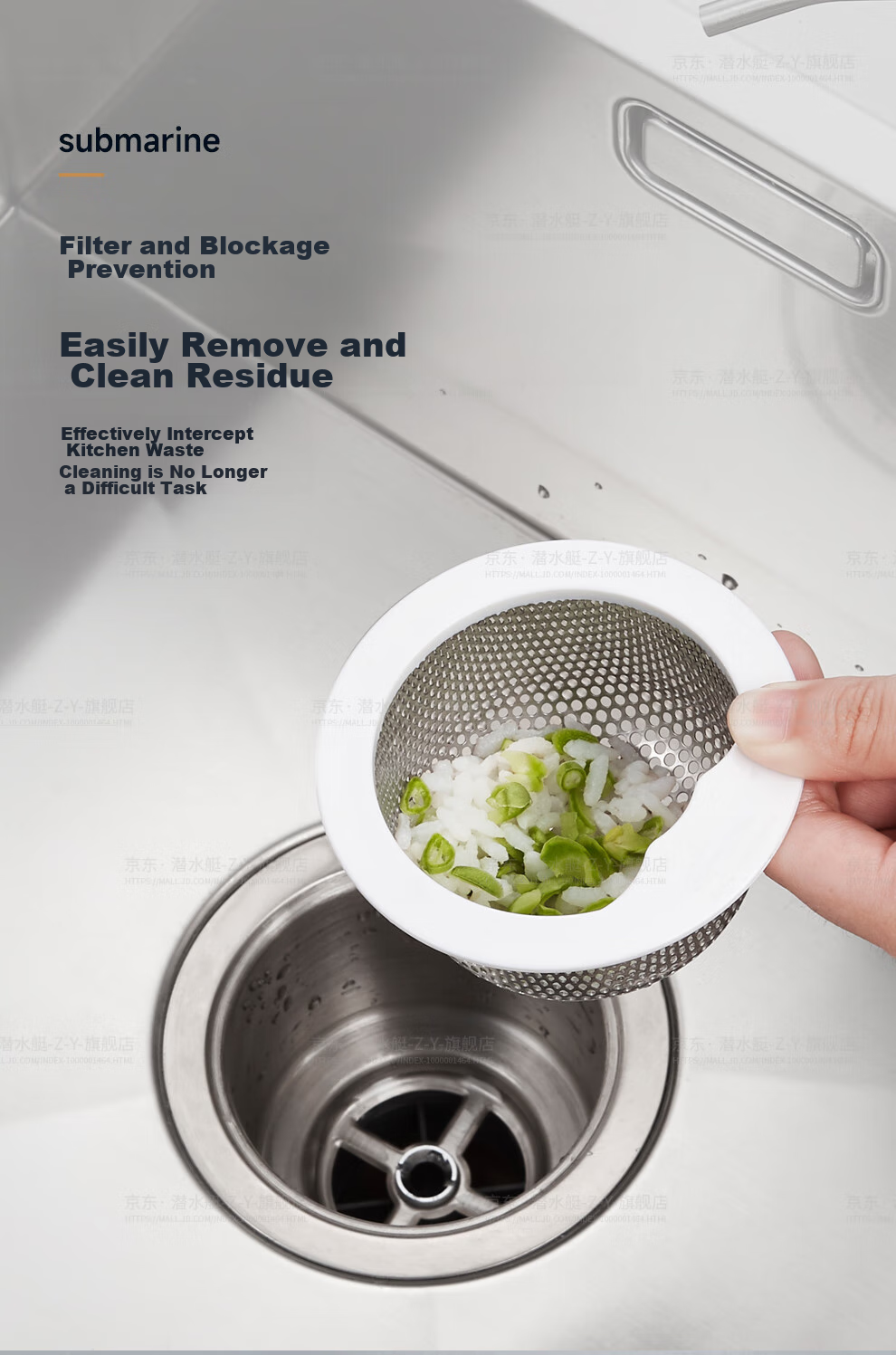 Submarine CST110 Kitchen Sink Strainer Basket, Dishwashing Filter Net, Anti-Clogging Device, Can Be Used with 110mm Basket, Easy to Clea 7