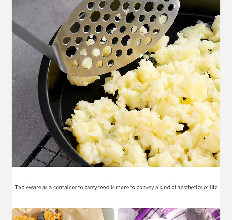 Baijie Stainless Steel Potato Masher, Manual Potato Press, Home Use Potato Masher, Potato Puree Crusher Tool, Baby Food Grinder 12