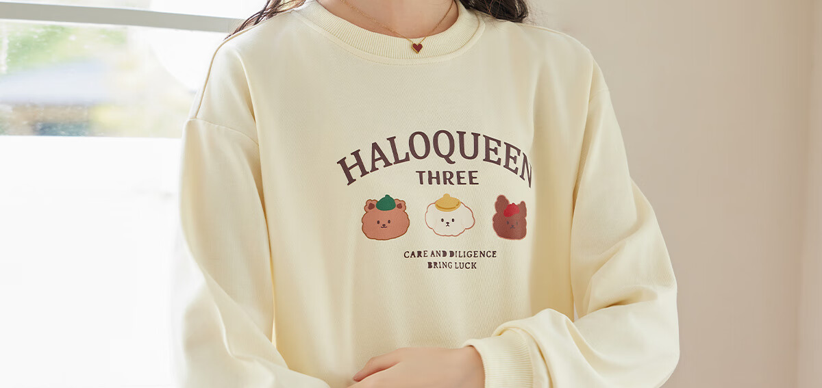 Halo Queen Women's Sweatshirt, Spring And Autumn Round Neck, Little Bear Christmas Outfit, Fashionable Loose Top Jacket H143W1002 57