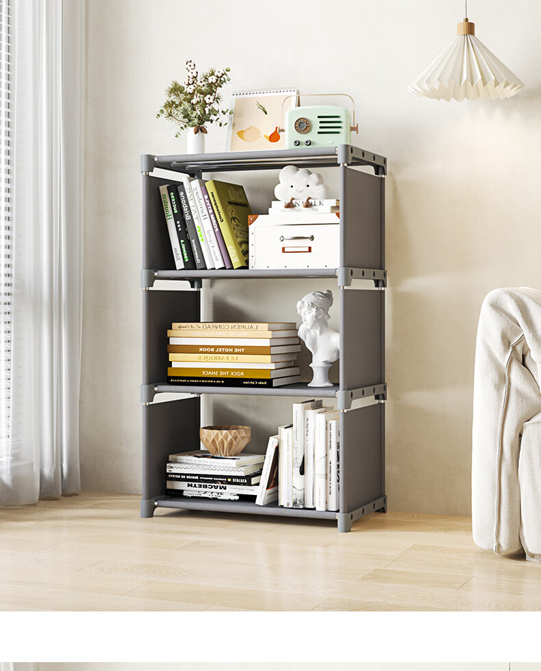 Jialiren Floor Bookshelf, Desktop Storage Rack for Students, Simple Bookcase for Dormitory And Home Use, Multifunctional Storage Shelf 17