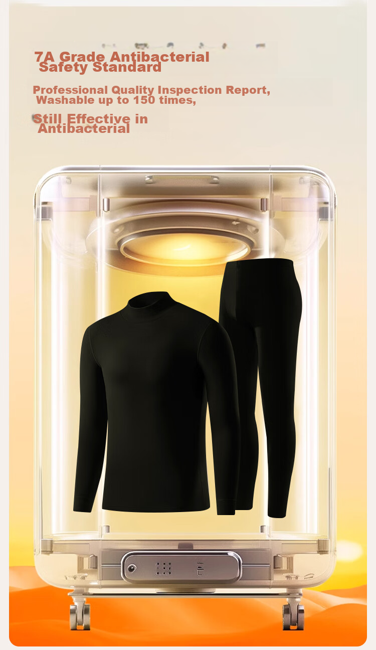 Ordifen [Cashmere Silk Mid-Neck Set] Anti-Mite, Anti-Static, Antibacterial, Warm Underwear for Men, Winter And Autumn Clothing And Pants, Black, 3XL 4