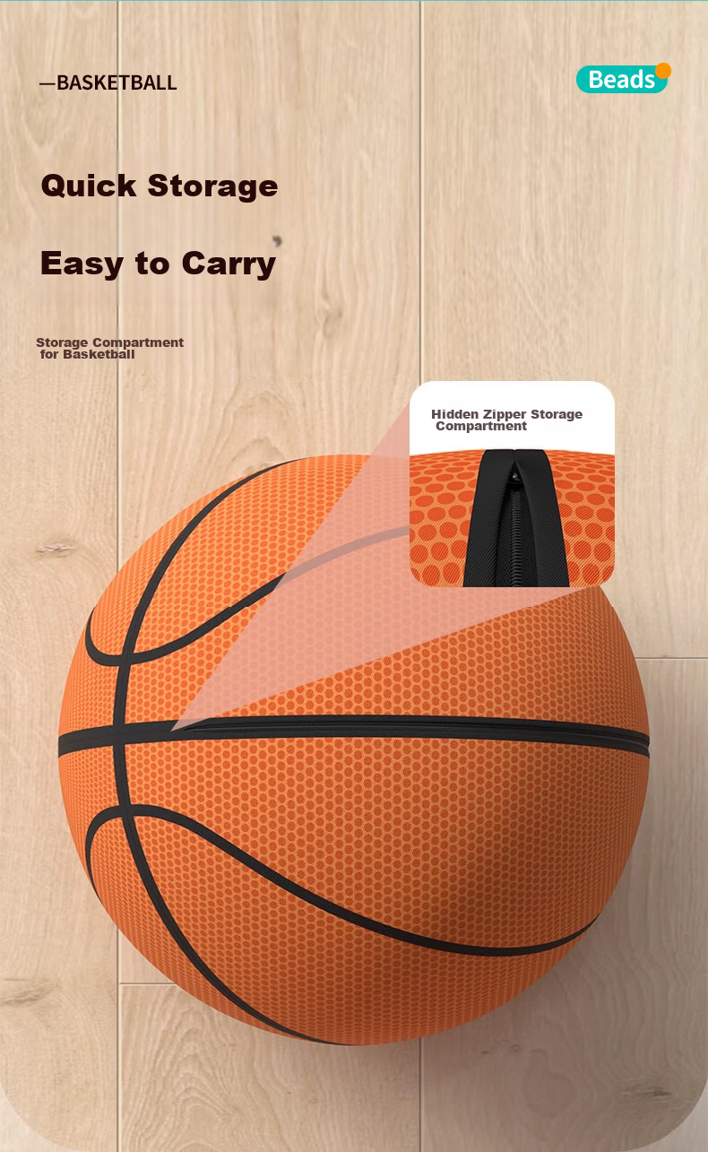 Babamama Silent Basketball Leather Ball Children's Toy for Ages 3-6 Indoor Bounce Ball Size 7 Sports Equipment Gift for Boys 3
