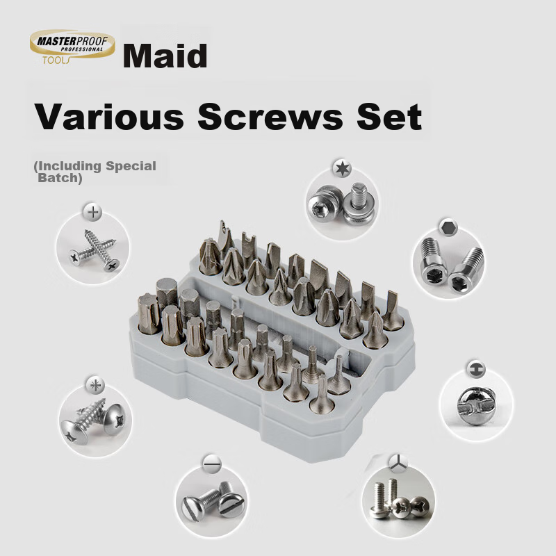 MASTERPROOF Screwdriver Set, Electric Flathead And Phillips Head, Hex Key, Strong Magnetic, Ultra-Hard Tool Kit with Repair Bits, Multi-Functional