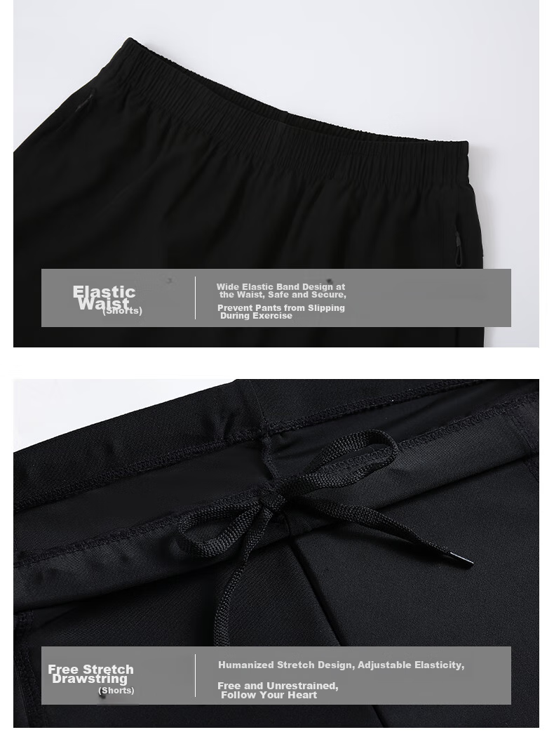 PEAK Men's Sports Set, Quick-Dry Breathable Casual Fitness Short-Sleeve Shorts Two-Piece Set, Black, Size L 16