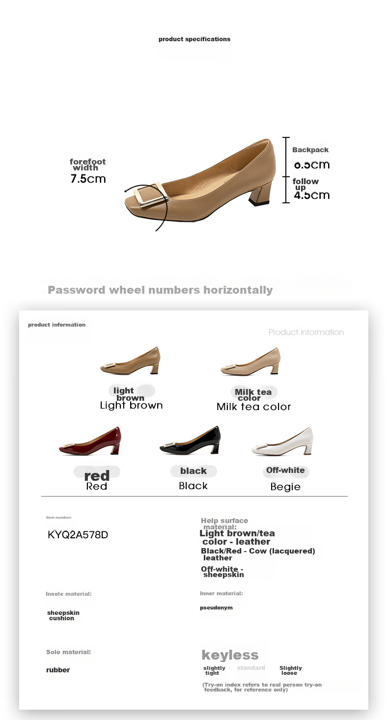 COMELY Women's Single Shoes, Spring New Style, Square Buckle Genuine Leather Versatile Chunky Heel Elegant Patent Leather Commuter High Heels, Milk Tea Color, Size 39 19