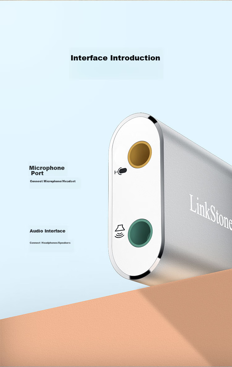 LinkStone USB External Independent Sound Card Plug-And Desktop Computer Laptop Connection 3.5mm Audio Headphones Microphone Speaker Converter Head C314A New 4