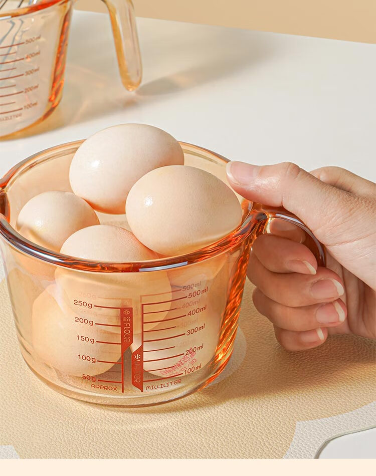 Mohuanchufang Glass Measuring Cup with Scale, Heat-Resistant Rice Washing Tool, Food-Grade Baking Filter, Egg Liquid Container, Home Breakfast Milk Cup 15