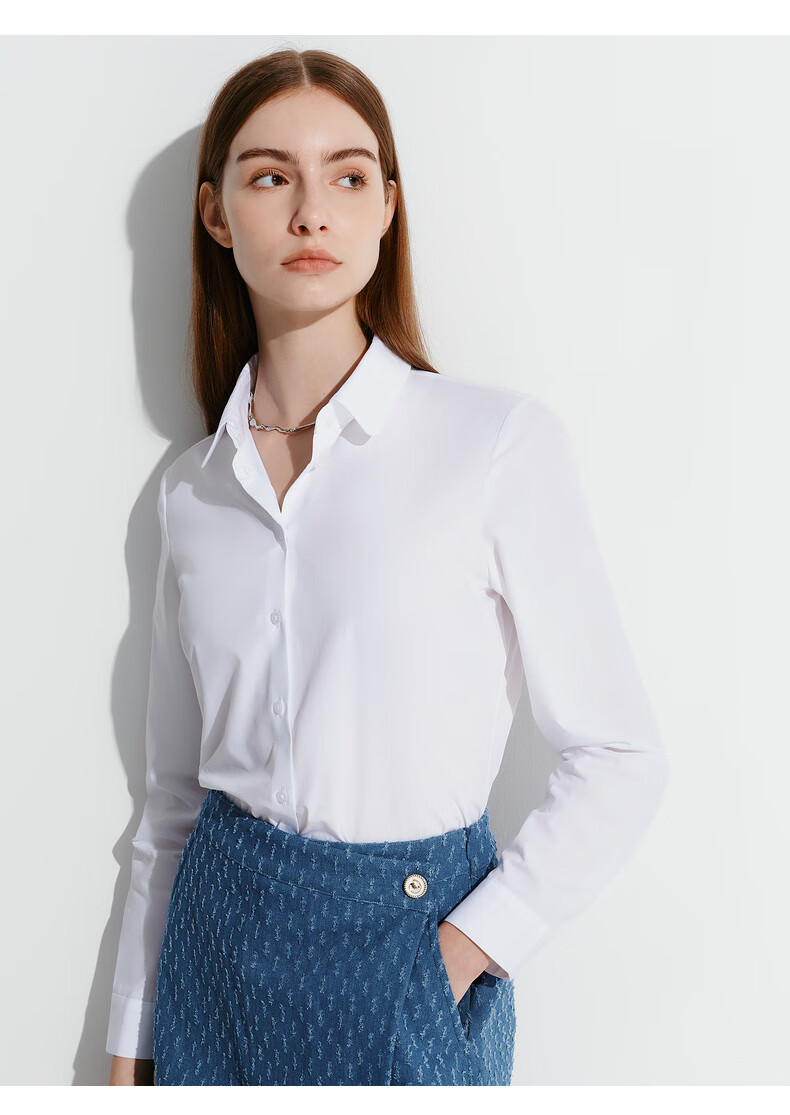 G2000 Women's Cotton Blend Long Sleeve Shirt, Comfortable and Skin-Friendly, Suitable for All Seasons, Mall Style, Commuter Wear 4