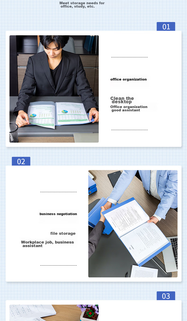 Deli 6 A4/60-Page Document Folders with Pockets, Large Capacity Business File Organizers, Loose-Leaf Storage Folders for Bids, Contracts, And Receipts, Office Supplies 33436 4