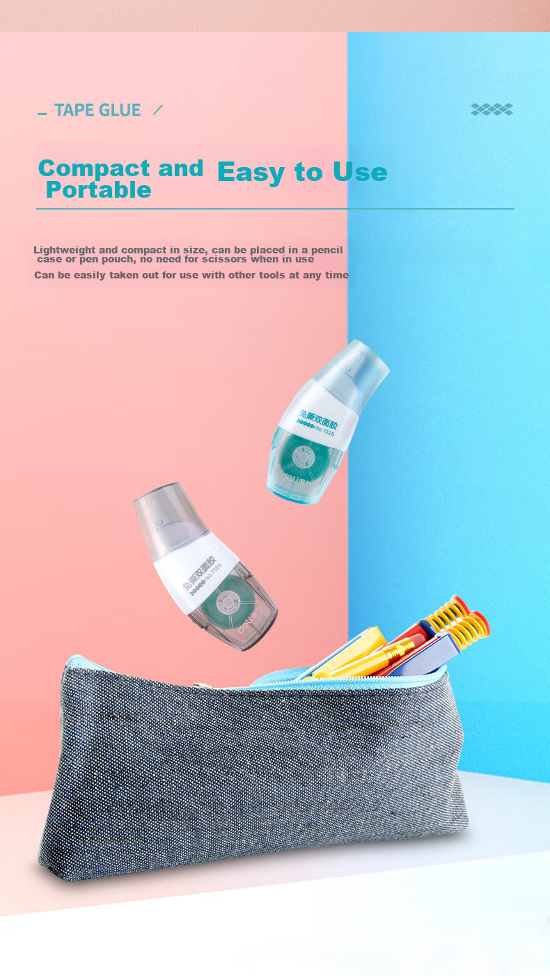 Deli 6mm×8M Double-Sided Tape with Replaceable Core, Creative Dotted Tape, Convenient Quick-Apply Erasable Craft Tape Set 7325 7