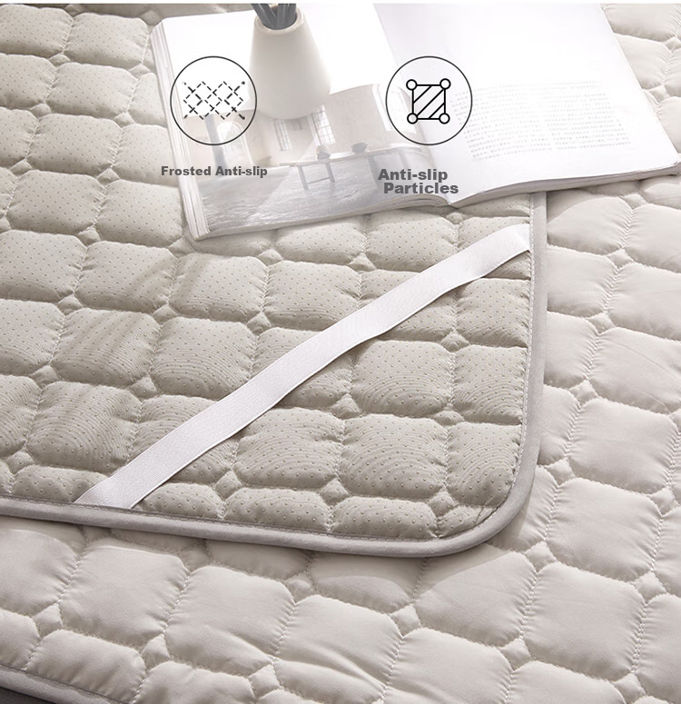 Dohia Home Textiles Washable Quilted Mattress Pad with Straps, Non-Slip Tatami Four-Season Protective Thin Pad for 1.5m Bed, 2x1.5m 12