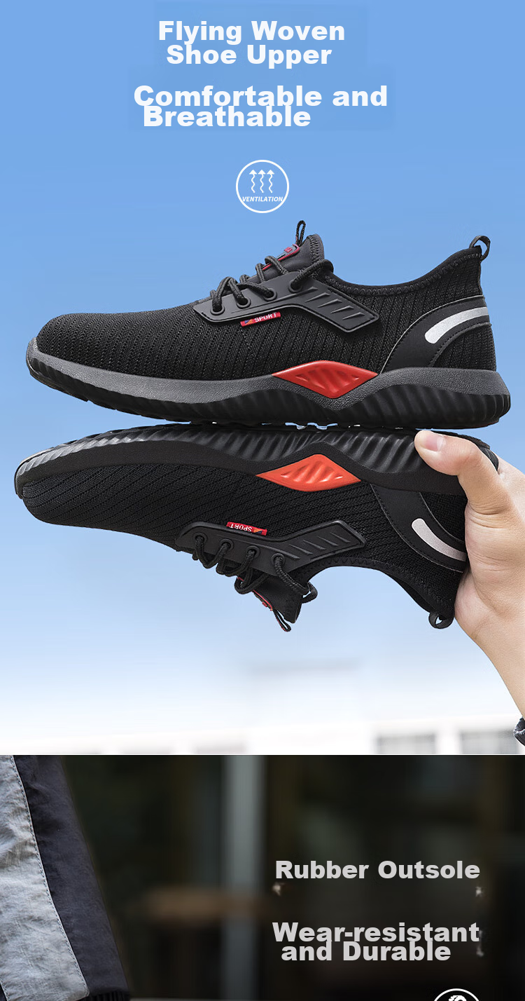 JUNBU Safety Shoes for Men, Summer Breathable Steel Toe Cap Puncture-Resistant Comfortable Work Site Shoes 9155 Size 43 7