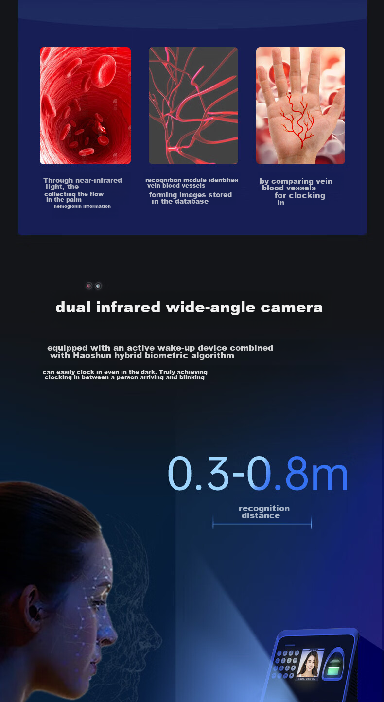 Haoshun (Hysoon) Smart Cloud Attendance Machine, Time Clock with Facial Recognition And Fingerprint, Wi-Fi Connected Attendance Machine, Remote Online Management, C39TW-BS 10