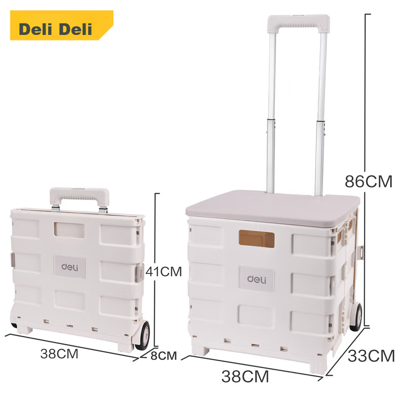 Тележка для покупок Deli, складная, 45 л, двухколесная, с регулируемой ручкой