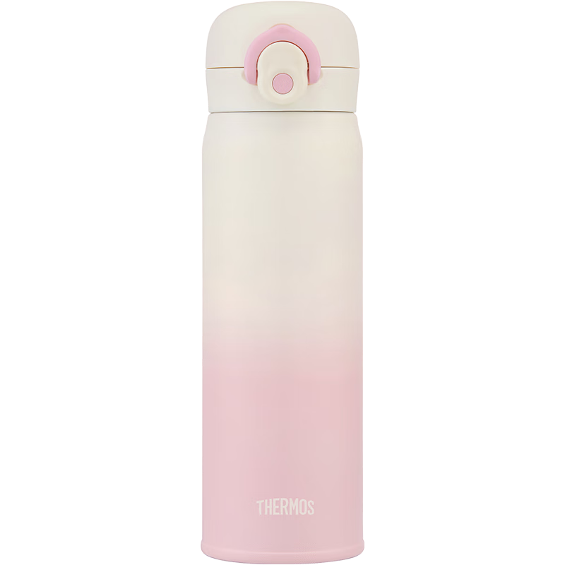 THERMOS 316L Stainless Steel Straw Cup for Students and Kids, Large Capacity 500ml Insulated Water Bottle, Pink