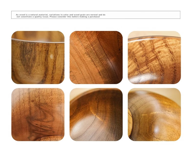 Millennium Love Wood Japanese Jujube Wood Bowl Children's and Adult Rice Bowl Noodle Bowl Household Tableware Fruit Salad Bowl Single Piece MW0010 14