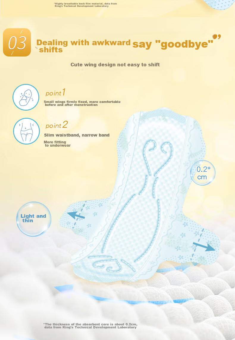Elis Mini Sanitary Pads, 180mm*42 Pieces, Ultra-Thin Panty Liners with Wings, Soft Cotton Daytime Sanitary Napkins 5