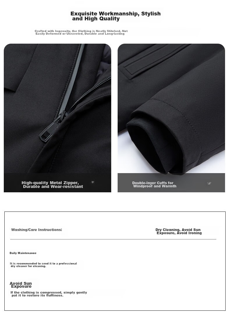 SHANSHAN Detachable Inner Lining Three-In down Jacket for Men, Goose Down Mid-Length Thick Warm Dad Coat Outerwear Men's 2XL 14