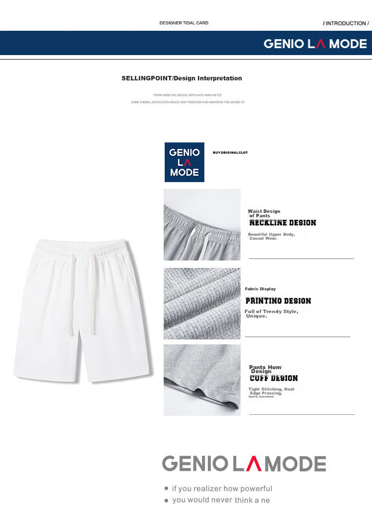 GENIOLAMODE Men's Shorts, Thin, Solid Color, Basic Loose Fit, Casual Versatile Trendy Brand, Knee-Length Shorts for Me 4