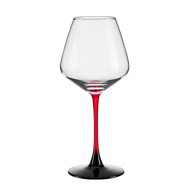 CLITON Burgundy Wine Glass Set, 2 Black Base Red Stem High Footed Glasses for Home Use