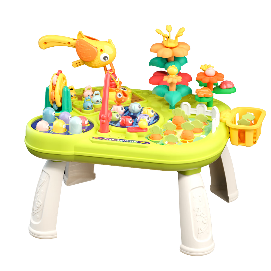 Xinge Multifunctional Game Table, Baby Early Education Toy, Farm Playground, Woodpecker Catching Insects Fishing Toys, Birthday Gift