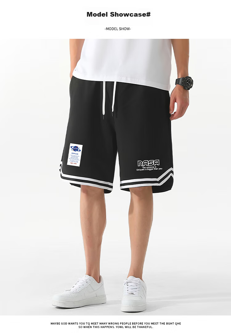 NASA GISS Men's Sports Shorts, Summer Lightweight Casual Basketball Shorts, Youth Student Leisure Knee-Length Shorts, Black, Size S 13