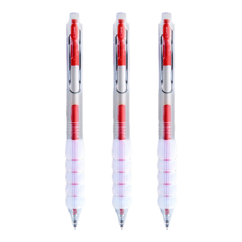 Dongmi Red Gel Pen, Holiday Gift, Ergonomic Pen, CS Tip, Retractable Pen, Teacher's Essential for Back-To, Exam Correction And Practice, Quick-Drying Smooth Writing, Dongmi Transparent Barrel, 3-Pack DM996
