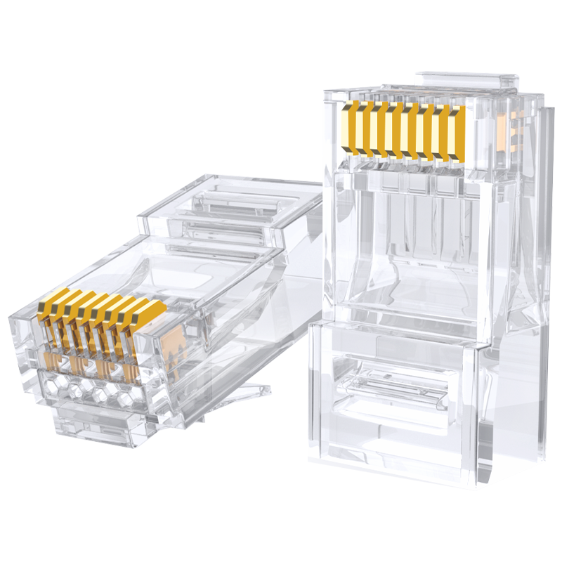 CNCOB Cat6 Professional Unshielded Gigabit Gold-Plated RJ45 Ethernet Cable Connector, Cat6 Crystal Head, 30 Pieces/bag, CN-2001