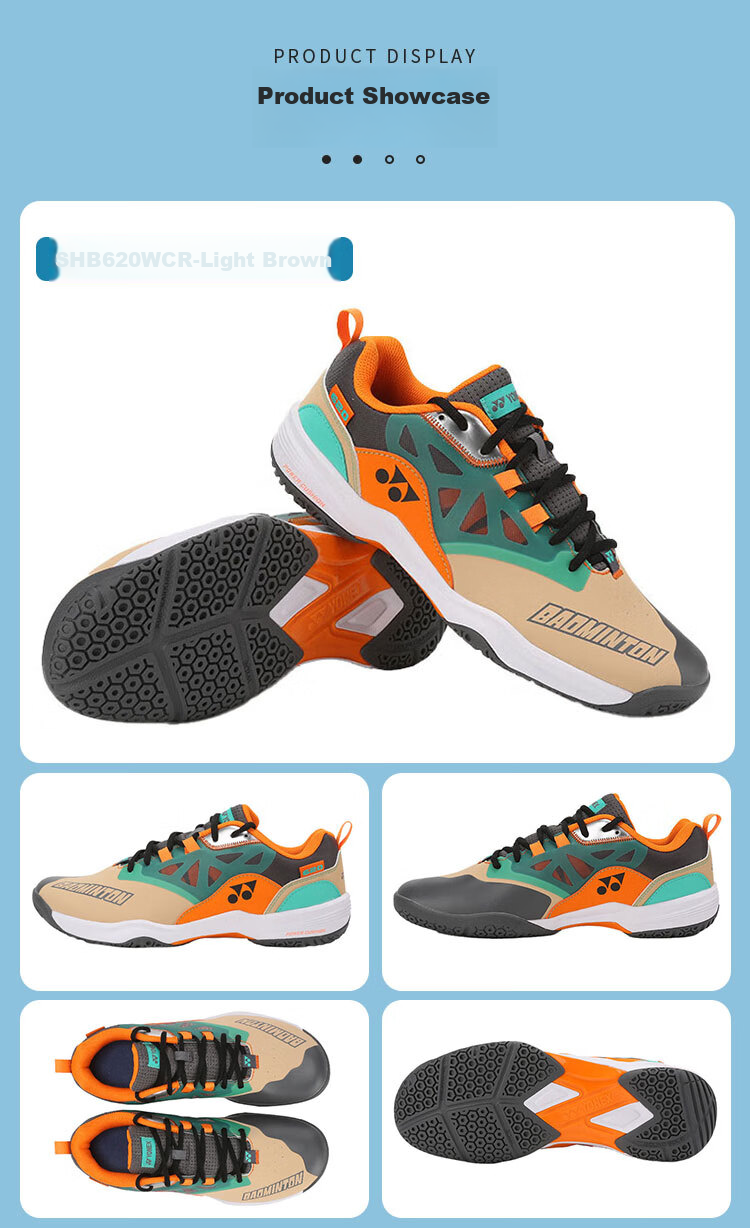 YONEX Badminton Shoes, Professional Competition Power Cushion Wide Version Sports Shoes SHB620WCR, Beige, Size 42 9