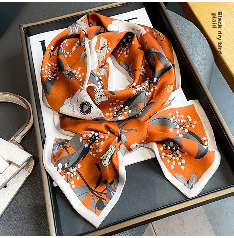 GLO-STORY Women's Scarf Korean Style Long Versatile Floral Square Scarf Gift for Mom Mother's Day Birthday Gift Box Set 15