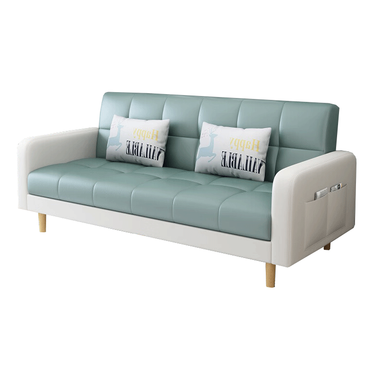 L&S Sofa Living Room Foldable Sofa Bed Dual-Use Small Apartment Lazy Sofa Tech Fabric S96 Light Green + Off-White 2m