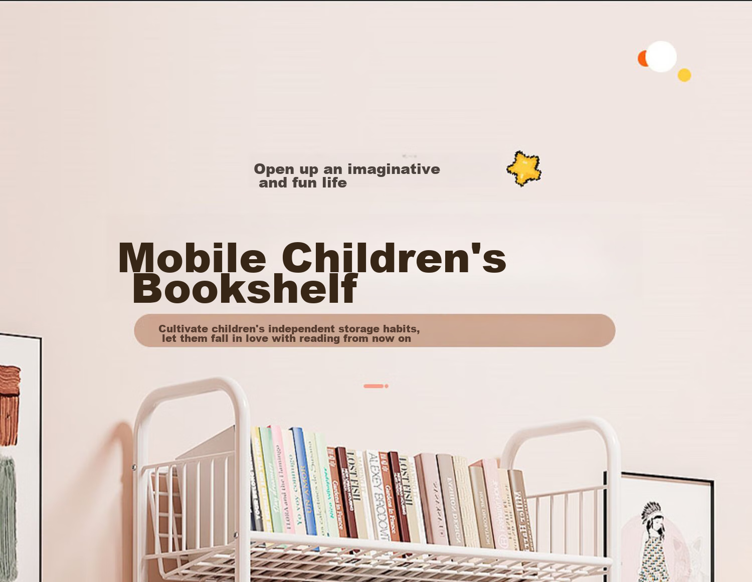 Milin Bookshelf Picture Book Rack Toy Storage Shelf Multi-layer Floor-standing Storage Rack Four Layers with Wheels 1